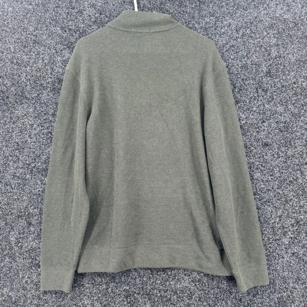 Banana Republic Mens Medium Olive Green Quarter Zip Pullover Waffle Knit Sweater